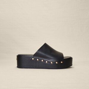 MAJE platform studded black leather sandals US 8